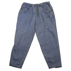 VTG No Excuses Jeans Mens 40 High Waist Rainbow Stitch Tapered Denim Y2K